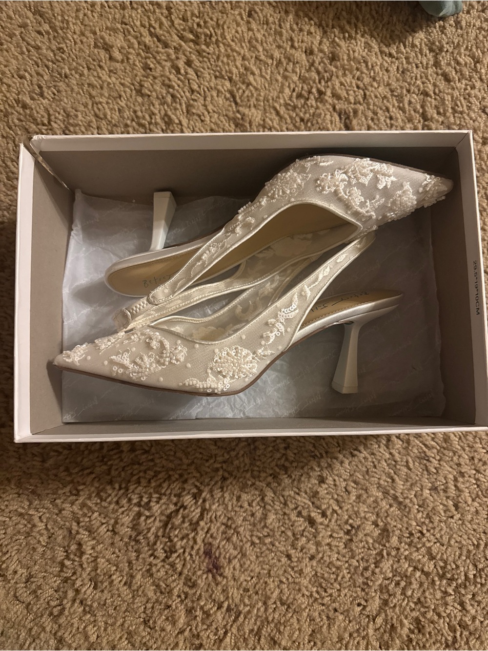 Betsey Johnson Ivory Lace Pointed-Toe Slingback Heels